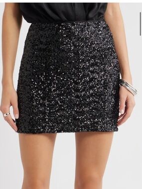 Guess Black and Gold Sequin Mini Skirt